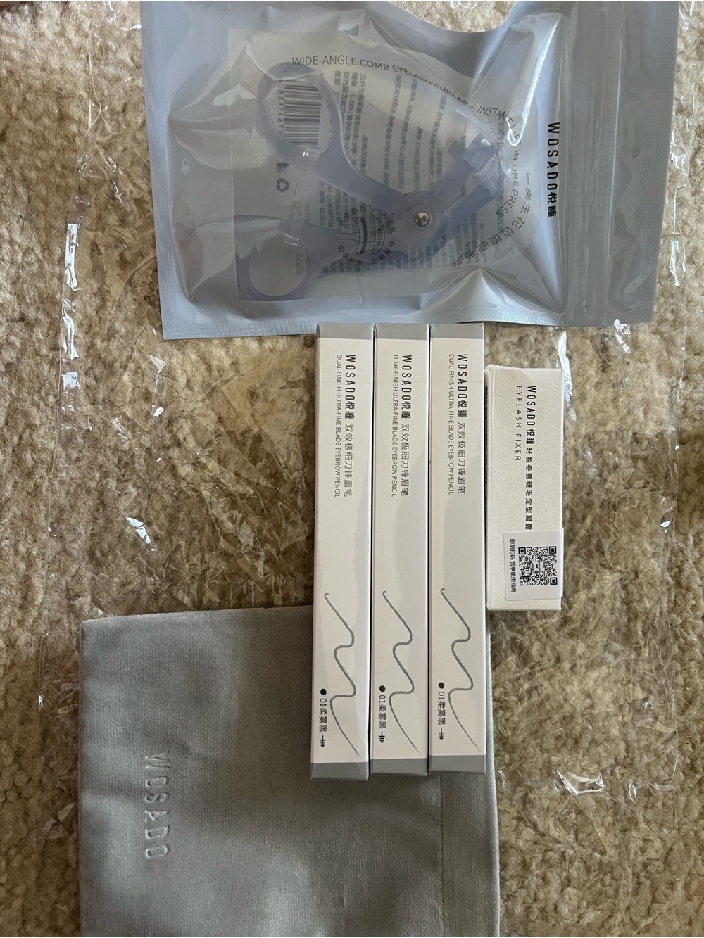 WOSADIO 4 Dual Finish Ultra Fine Blade Eye Brow Pencil, Eye Fixer and curler